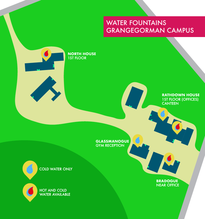 Map of water fountains in Grangegorman